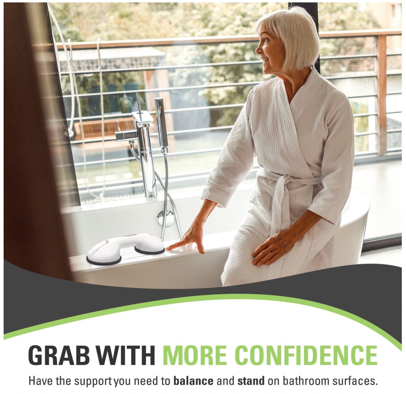 Single Grip Portable Suction Grab Bar