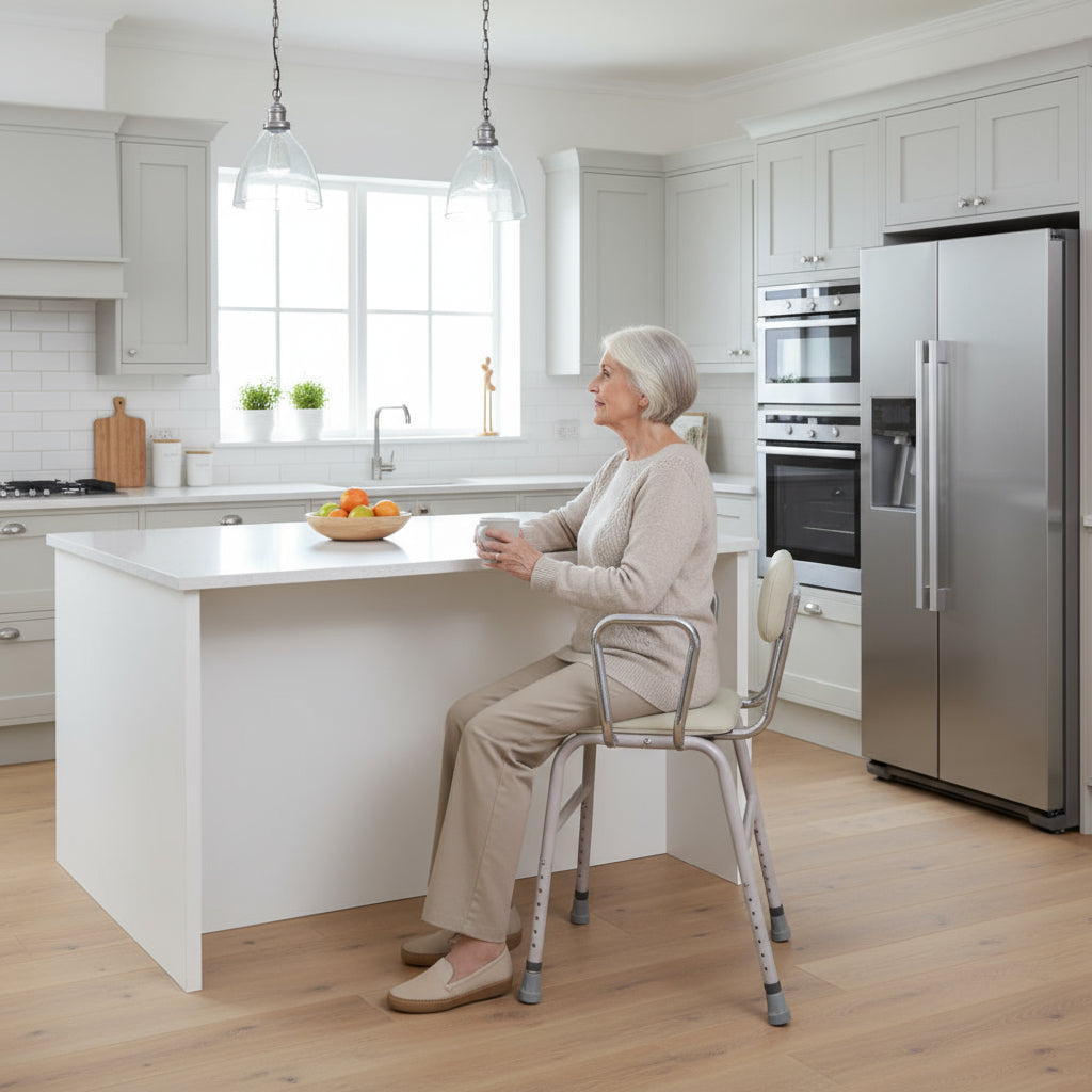 Perching Stool with Arms and Backrest