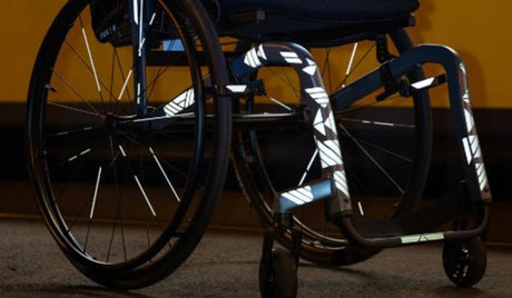 Wheelchair with reflective stickers