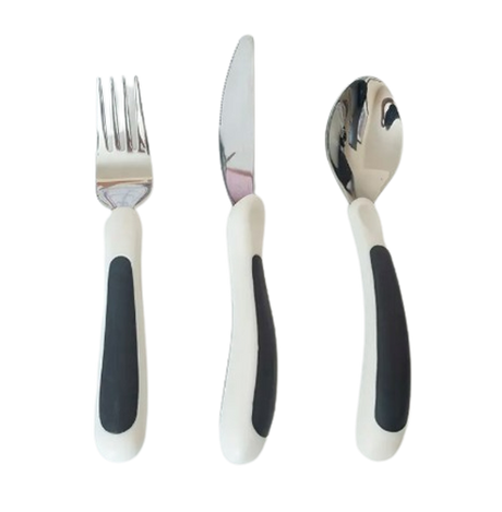 Kura Care Adult Cutlery Set - Black and White