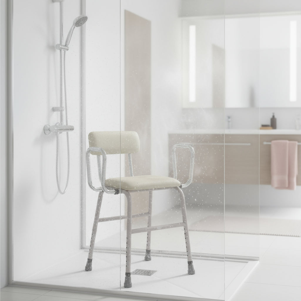 Perching Stool with Arms and Backrest